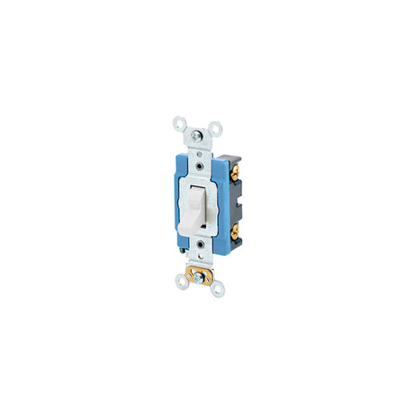 APAGADOR DE PALANCA SILENCIOSO INDUSTRIAL 2 POLOS 15A/120-277V. BLANCO LEVITON