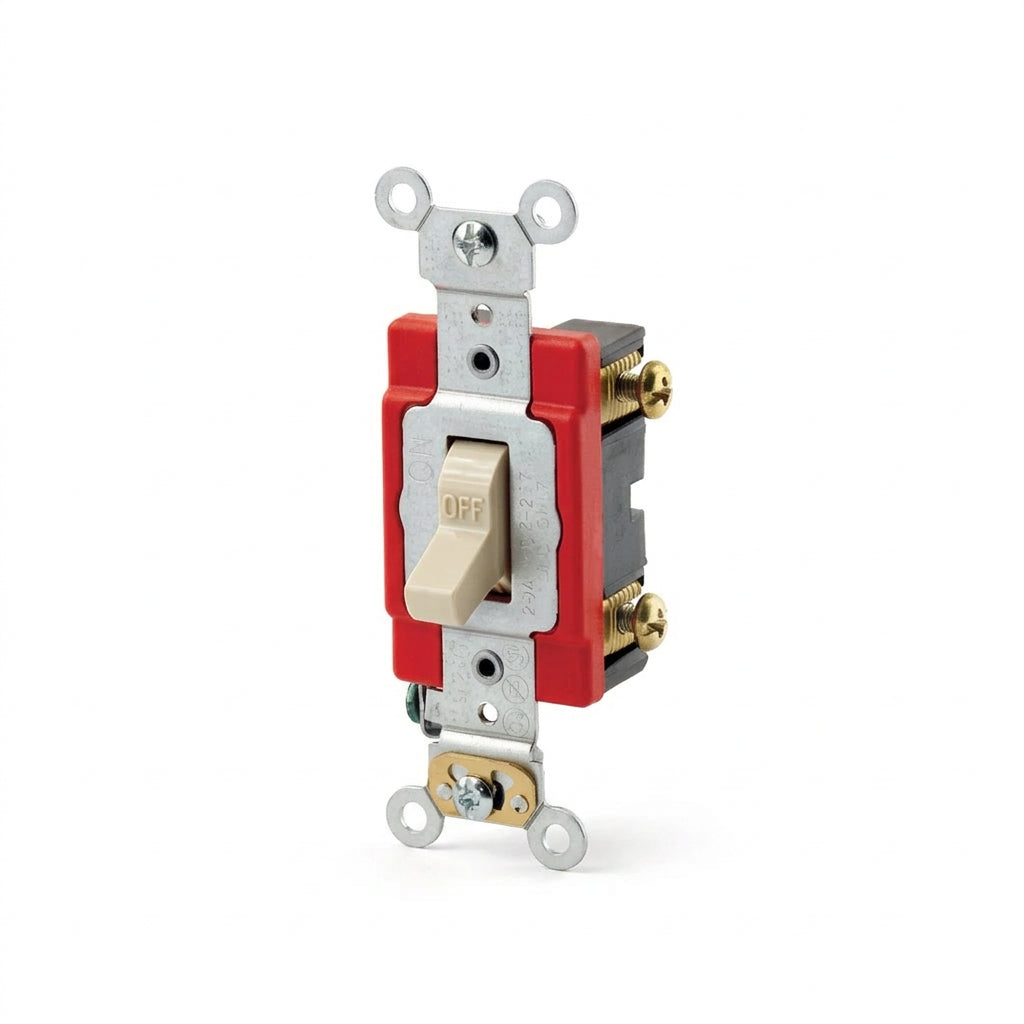 INT. DE PALANCA INDUSTRIAL 1P 20A. 120/227V LATERAL Y POST. MARFIL