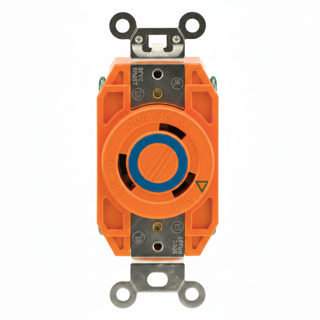 CONTACTO INDUSTRIAL MEDIA VUELTA TIERRA AISLADA 2P-3H 30A/250V. *** OFRECER AHL630P *** LEVITON