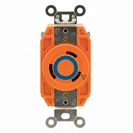 CONTACTO INDUSTRIAL MEDIA VUELTA TIERRA AISLADA 2P-3H 30A/250V. *** OFRECER AHL630P *** LEVITON