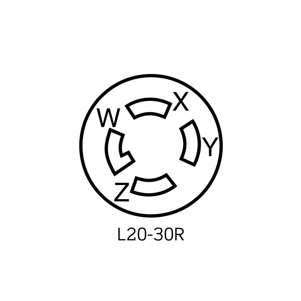 RECEPTACULO 30A 4P 4H 347-600V 3F CON SEGURO DE MONTAJE EMPOTRADO GRADO INDUSTRIAL NEMA L20-30R COLOR NEGRO MCA LEVITON