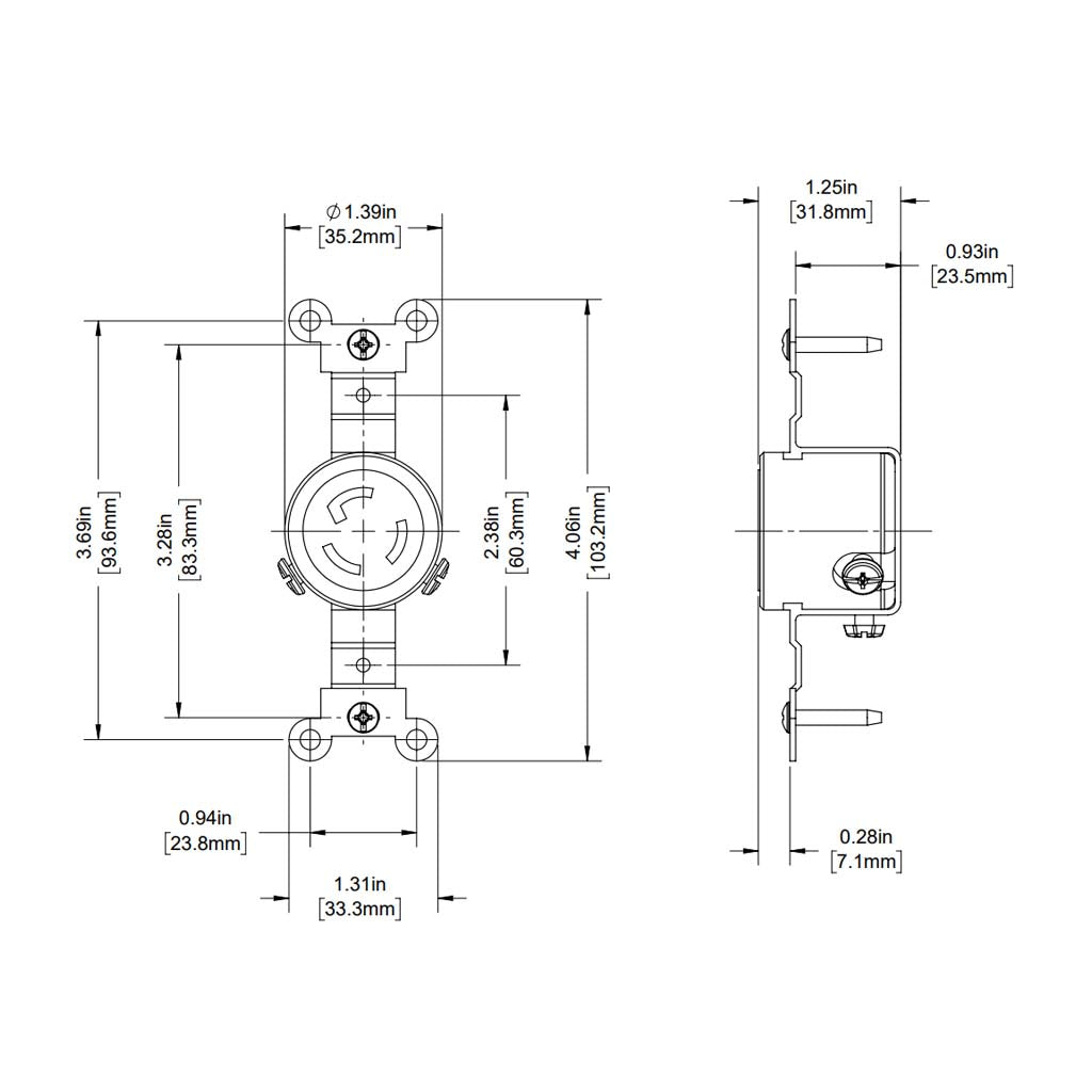 CONTACTO INDUSTRIAL FIJO 2P-3H 15A/125V. LEVITON *** OFRECER CWL515R O HBL4710 ***