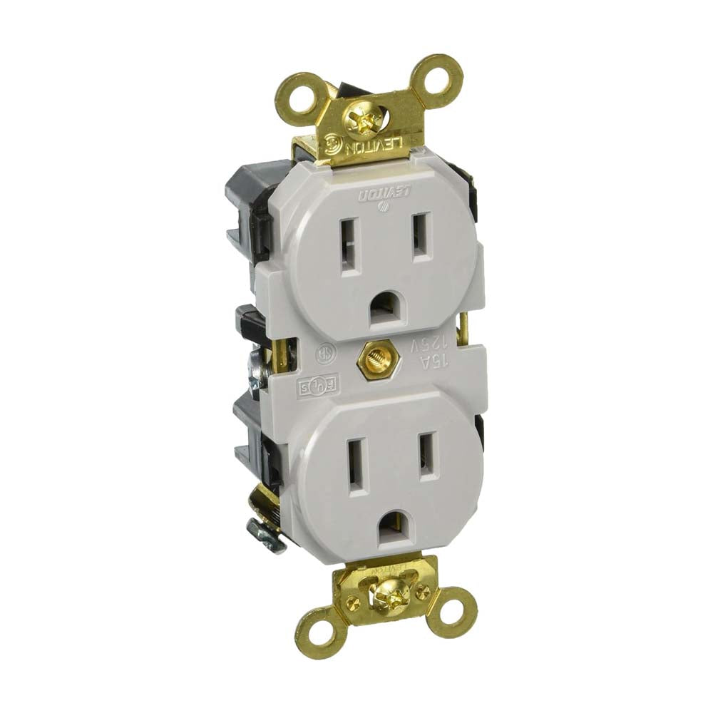 CONTACTO DUPLEX GRADO INDUSTRIAL PARA TRABAJOS EXTRAPESADOS COLOR GRIS LEVITON *** OFRECER 05262-00W ***