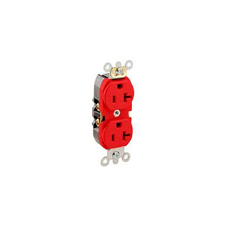 CONTACTO DUPLEX GRADO INDUSTRIAL PARA TRABAJOS PESADOS COLOR ROJO ENTRADA RECTA LEVITON