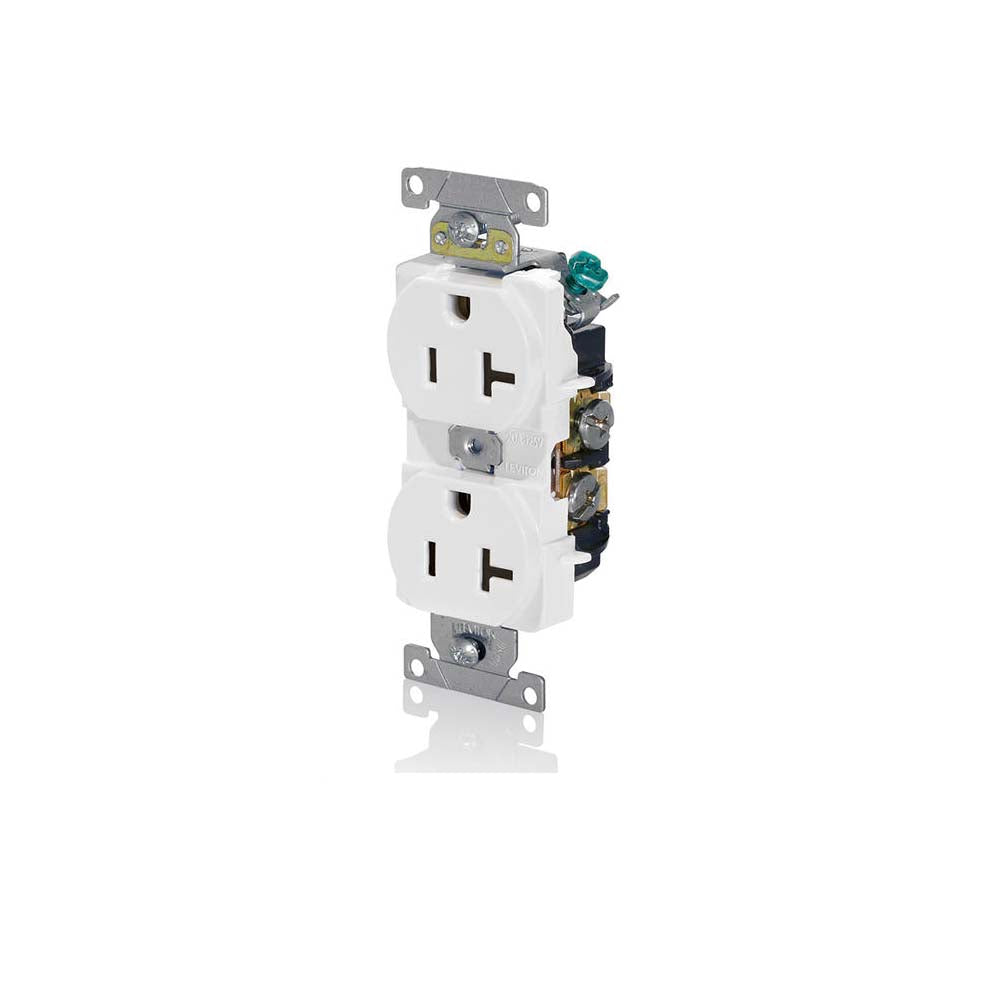 CONTACTO DUPLEX GRADO INDUSTRIAL PARA TRABAJOS PESADOS COLOR ENTRADA RECTA BLANCO *** OFRECER HBL5362W O AH5362W *** LEVITON