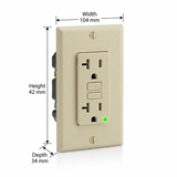 RECEPTACULO DUPLEX SUPRESO LED DECORA 20A 125V 2P 3W NEMA 5-20R MARFIL MCA LEVITON