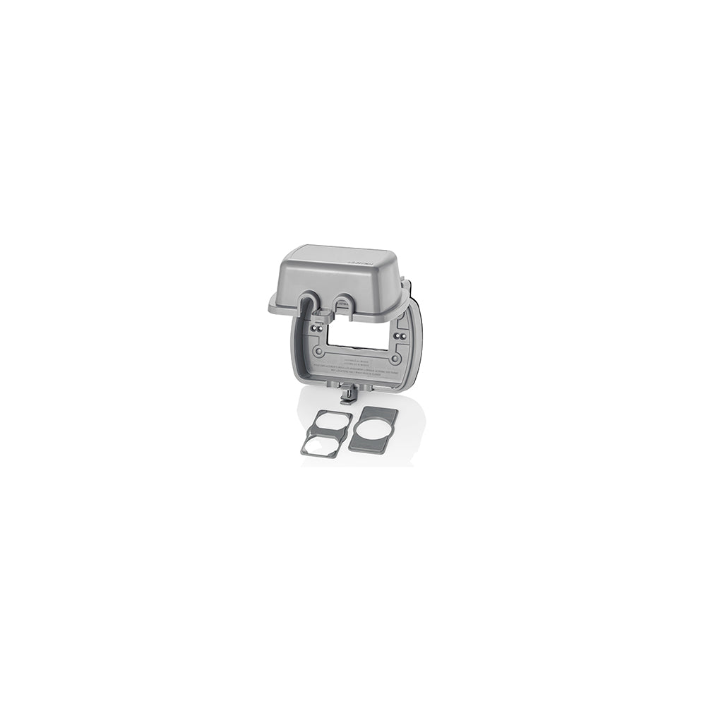 PLACA RESISTENTE A LA INTEMPERIE PARA CONTACTO GFCI HORIZONTAL GRIS LEVITON