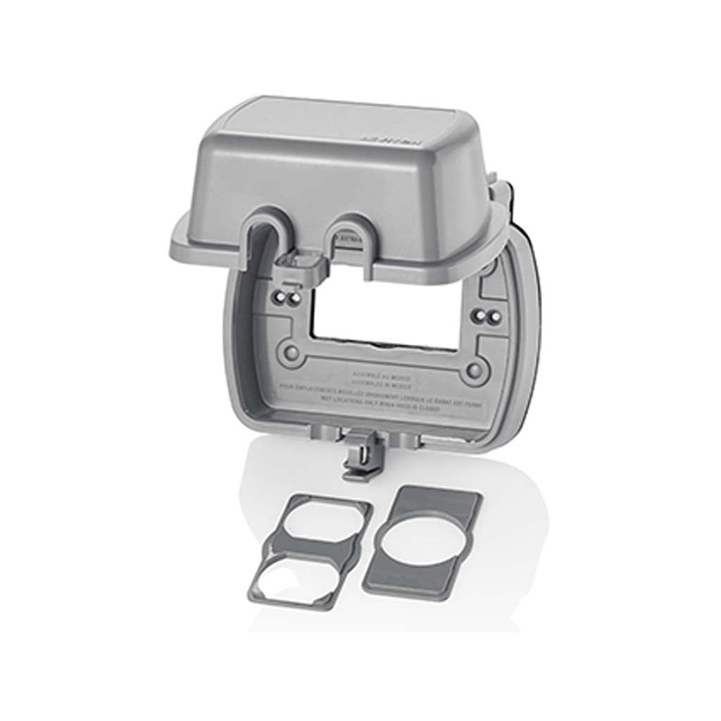 PLACA RESISTENTE A LA INTEMPERIE PARA CONTACTO GFCI HORIZONTAL GRIS LEVITON