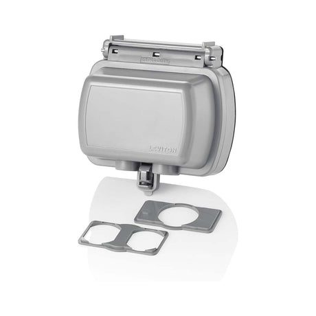 PLACA RESISTENTE A LA INTEMPERIE PARA CONTACTO GFCI HORIZONTAL GRIS LEVITON