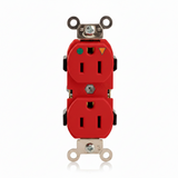 RECEPTACULO DUPLEX G.HOSPITAL  T.AISLADA 2P 3H 15A 125V COLOR ROJO LEVITON *** OFRECER LEV102 ***