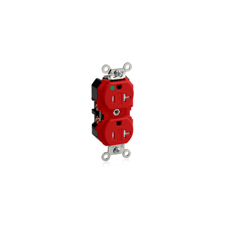 CONTACTO DUPLEX 2P-3H 20A/125V. ROJO TR LAT. Y POST. 08300-SGR LEVITON