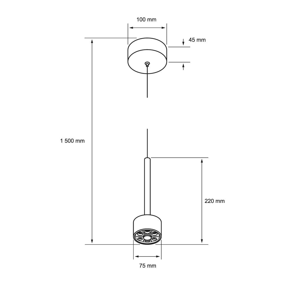 LAMPARA COLGANTE LED METAL 1.5M 9W LUZ CALIDA BRILLANTE IRC90 NO ATENUABLE NGO ROSA