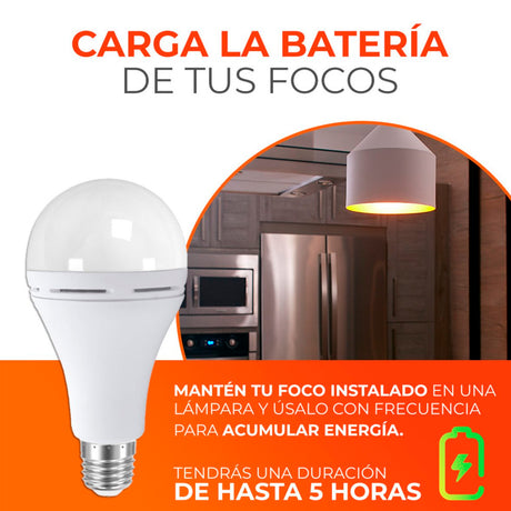FOCO LED TECNOLITE A19 RECARGABLE 9W LUZ DE DÍA BASE E27
