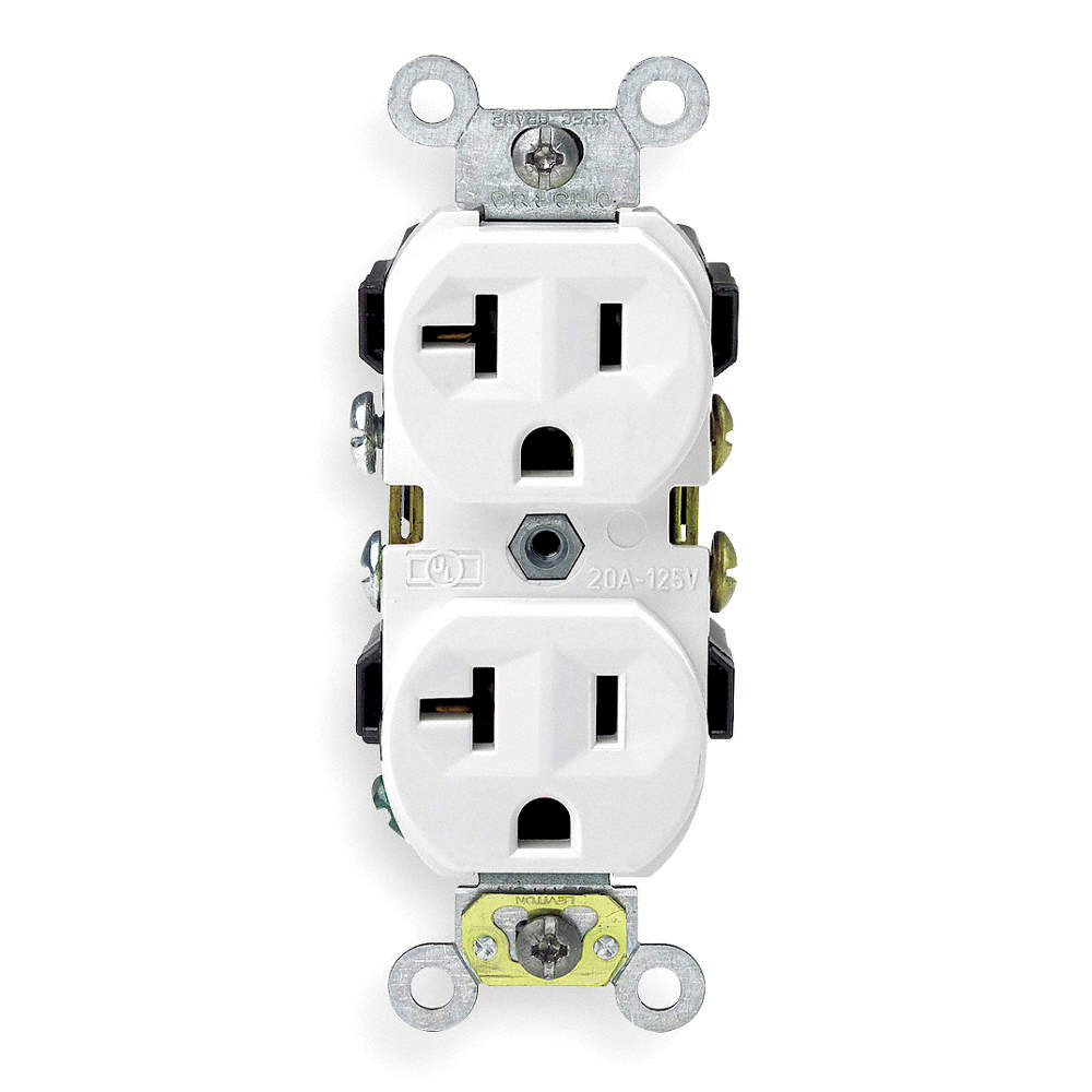 CONTACTO DUPLEX COMERCIAL 2P-3H 20A/125V. BLANCO LEVITON ***SIN T.E.*** *** OFRECER CR20-W O CR20W ***