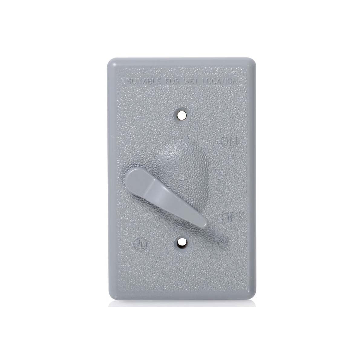 PLACA RESISTENTE A LA INTEMPERIE METALICA PARA INTERRUPTOR DE PALANCA GRIS LEVITON