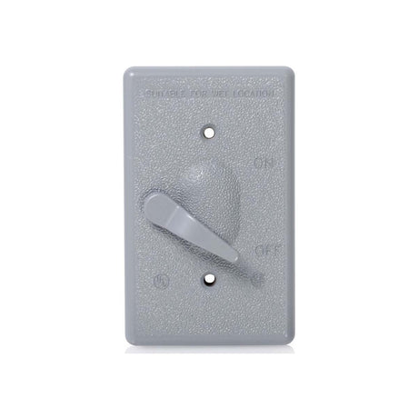 PLACA RESISTENTE A LA INTEMPERIE METALICA PARA INTERRUPTOR DE PALANCA GRIS LEVITON