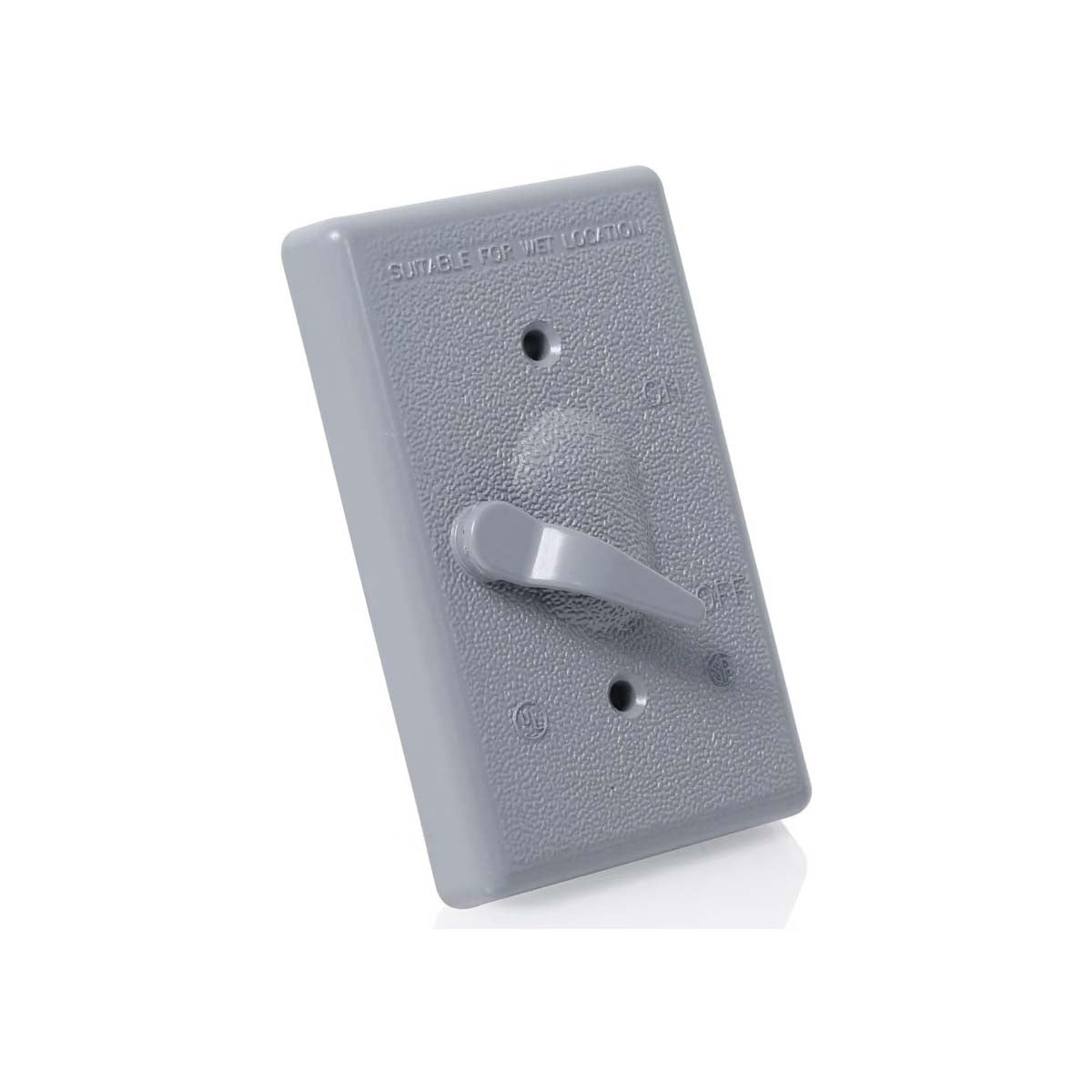 PLACA RESISTENTE A LA INTEMPERIE METALICA PARA INTERRUPTOR DE PALANCA GRIS LEVITON