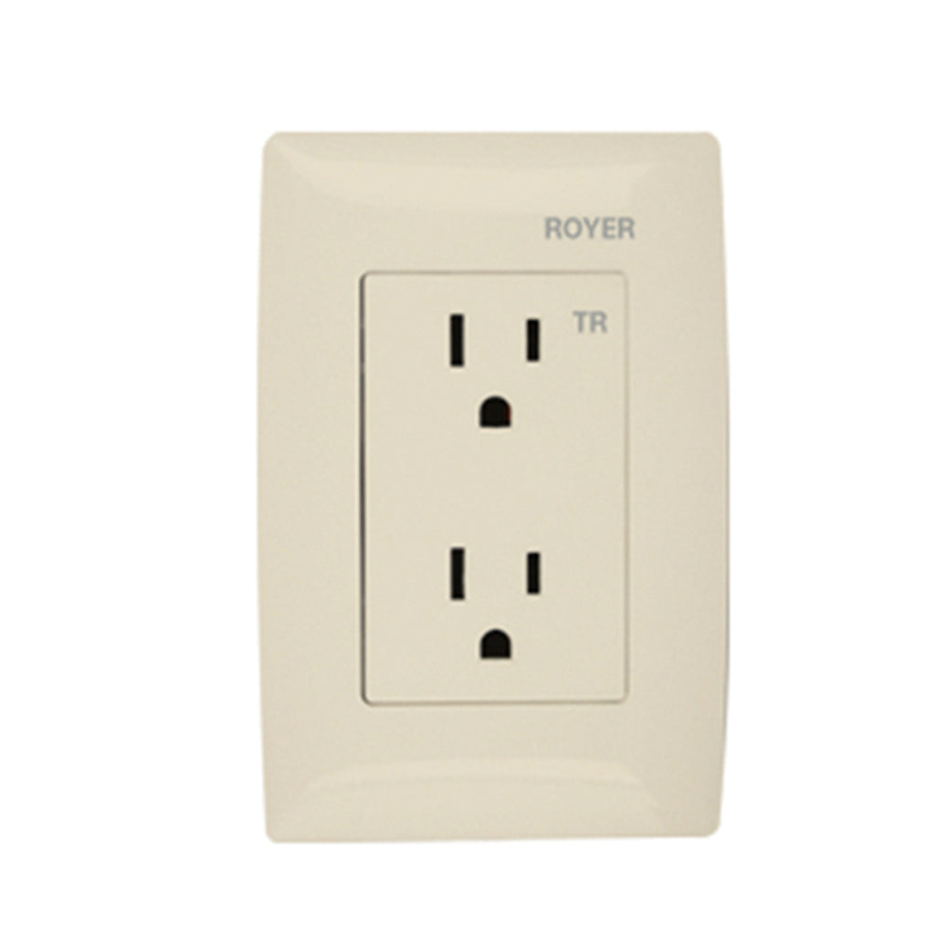 PLACA 3 MODULO CON RECEPTACULO DUPLEX 100-6288VP ROYER 100