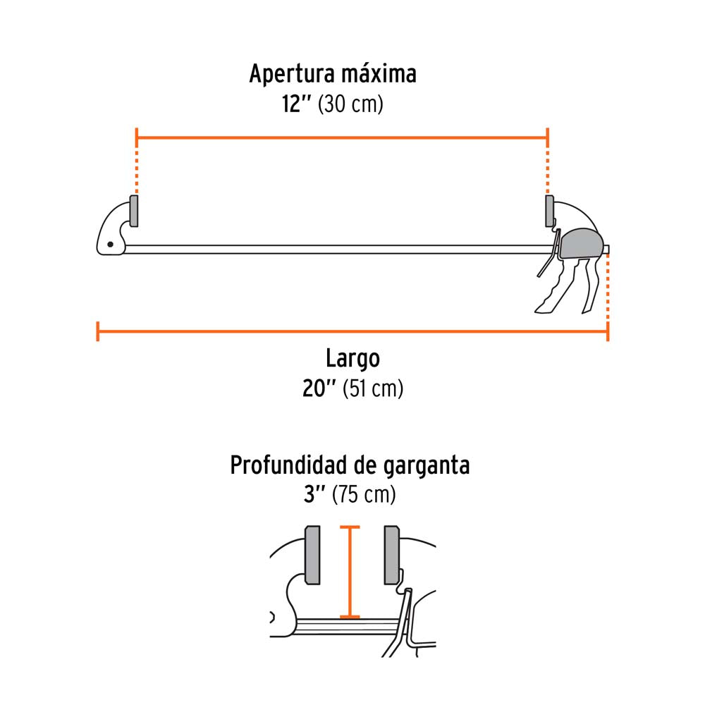 PRENSA CON AJUSTE RAPIDO 12" USO RUDO TRUPER HERRAMIENTA