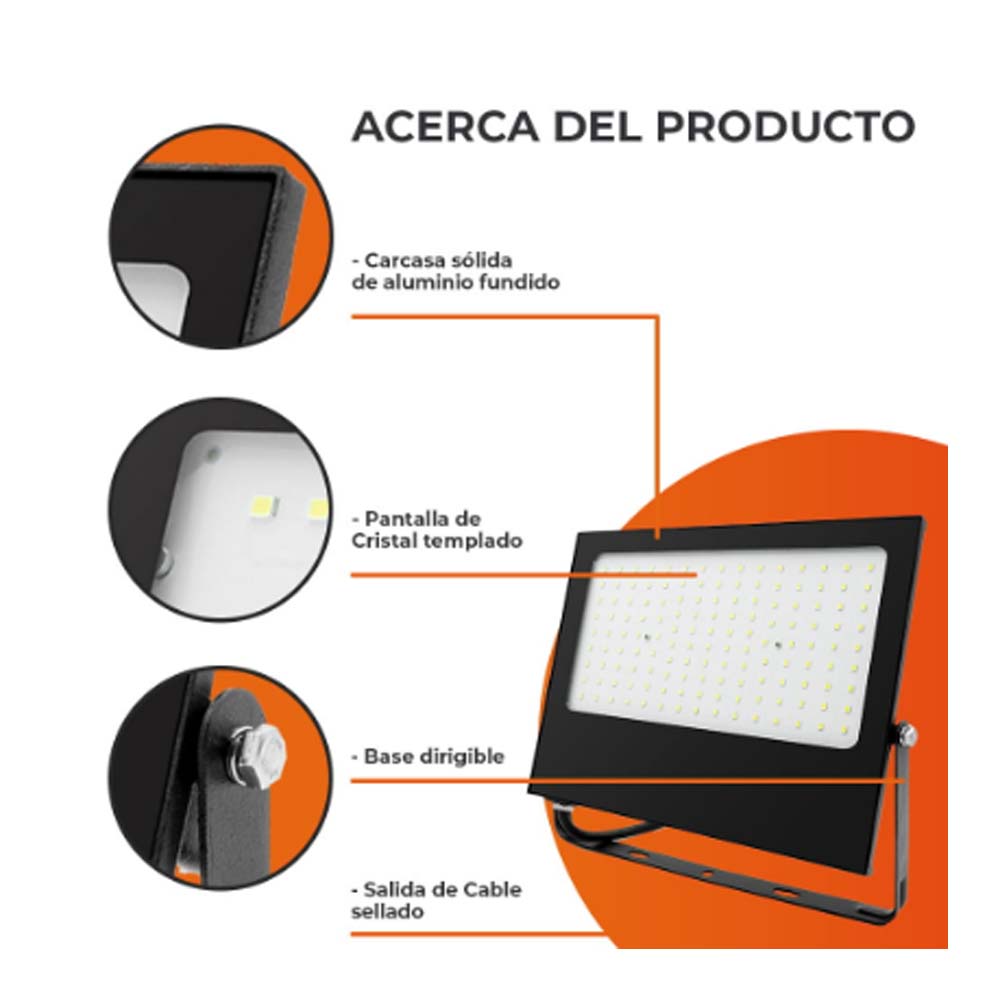 REFLECTOR EXT LED 100W 100-240V 9000LM 3000K NGR