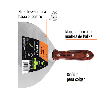 ESPATULA 8" ACERO INOXIDABLE MANGO MADERA TRUPER EXPERT***HASTA AGOTAR***PASA A 12876***