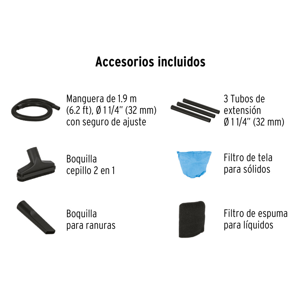 ASPIRADORA PLASTICA PARA LIQUIDOS Y SOLIDOS 15LTS. (5 GAL.) 3HP ASP-04 101508 TRUPER