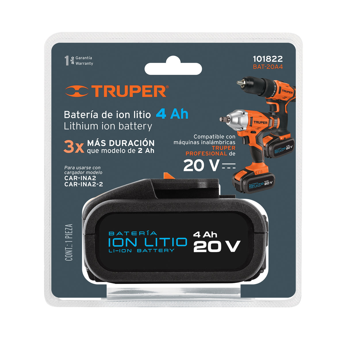 BATERIA  ION LITIO 20V 4 AH TRUPER