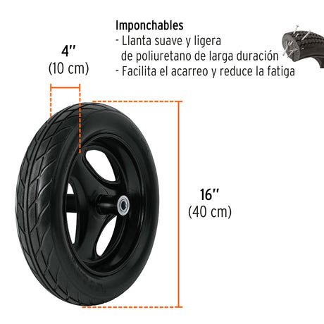 CARRETILLA 5.5 FT3 LLANTA IMPONCHABLE MCA TRUPER CONSTRUCCION