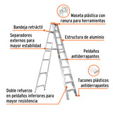 ESCALERA DE TIJERA TIPO II 9 ESCALONES CON BANDEJA EST-29 TRUPER CONSTRUCCION