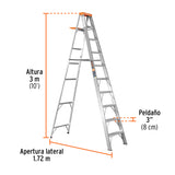 ESCALERA DE TIJERA TIPO II 9 ESCALONES CON BANDEJA EST-29 TRUPER CONSTRUCCION