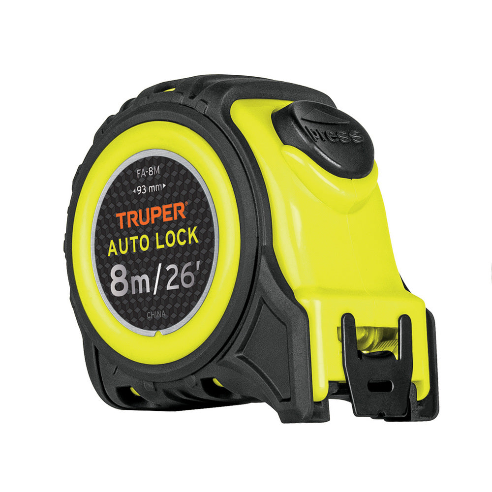 FLEXOMETRO AUTO LOCK 8 M CINTA 25 MM MCA TRUPER CONSTRUCCION