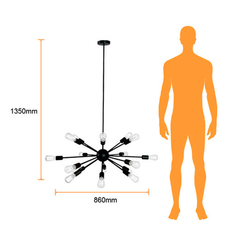 COLGANTE METÁLICO TECNOLITE CELAENO II 1.35M DE ALTURA CON 18 BASES E27 NO INCLUYE FOCOS