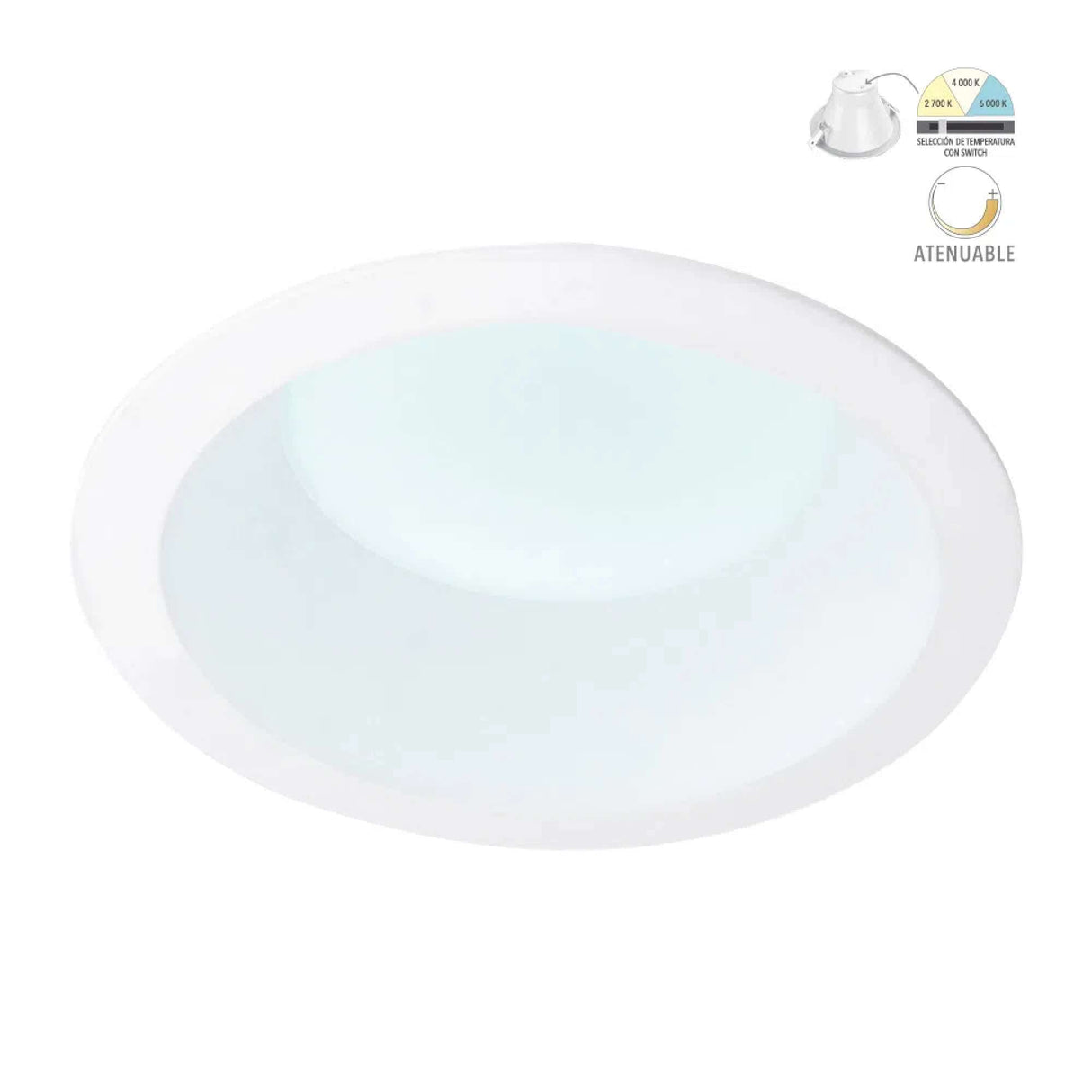 LÁMPARA EMPOTRABLE LED TECNOLITE ATIK I ATENUABLE 10W LUZ CONFIGURABLE LED INTEGRADO