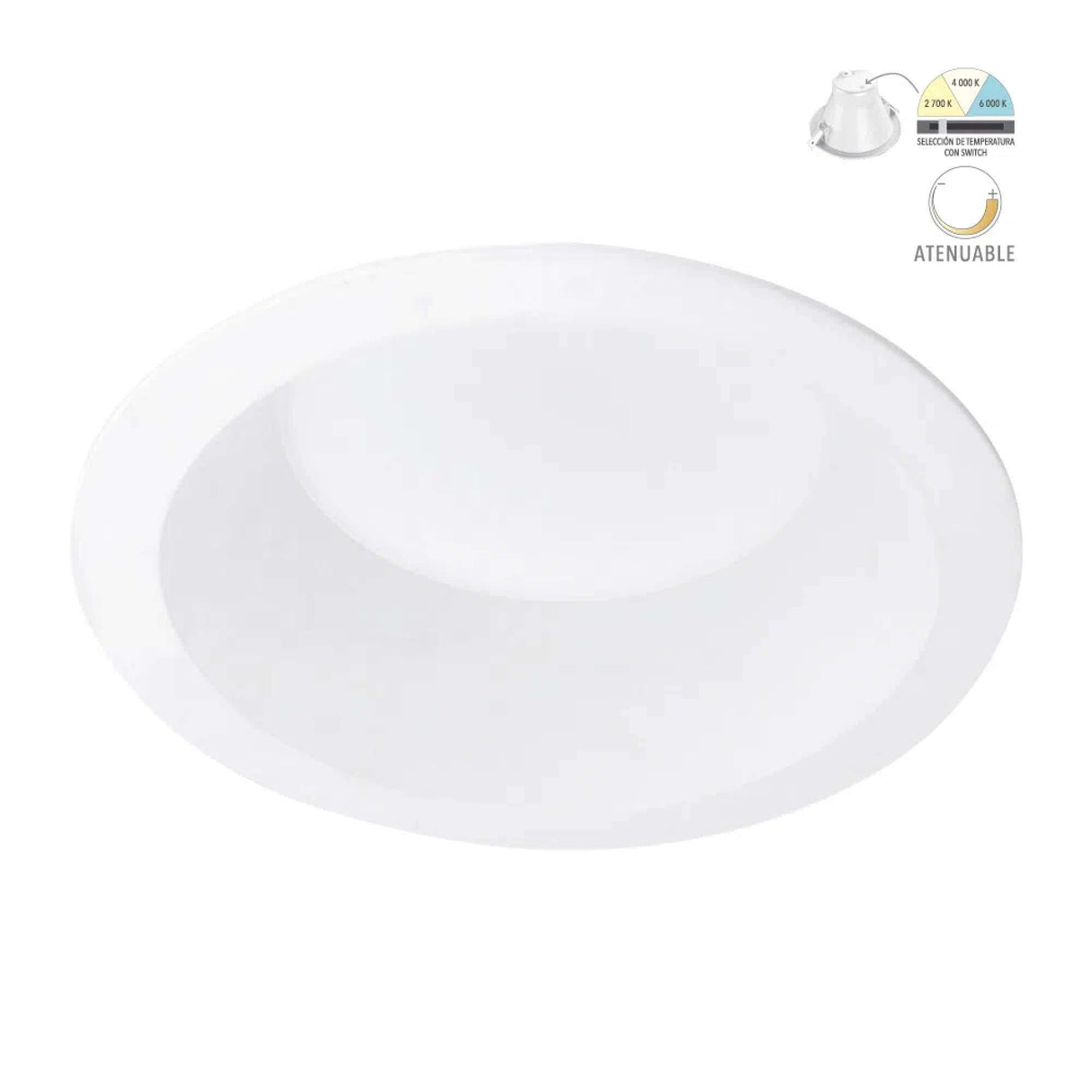 LÁMPARA EMPOTRABLE LED TECNOLITE ATIK I ATENUABLE 10W LUZ CONFIGURABLE LED INTEGRADO