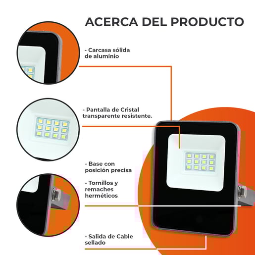 EXT REFLECTOR LED10W100-277V 6500K 800LM ZIBAL I MCA TECNOLITE PASA A 10LQLEDY65MVN *** EXHIBIDO ***