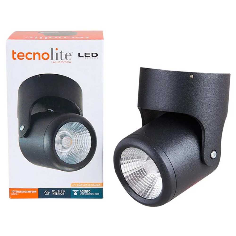 SPOT LED TECNOLITE ALNIYA I PARA SOBREPONER DIRIGIBLE 10W LUZ SUAVE CÁLIDA LED INTEGRADO NEGRO
