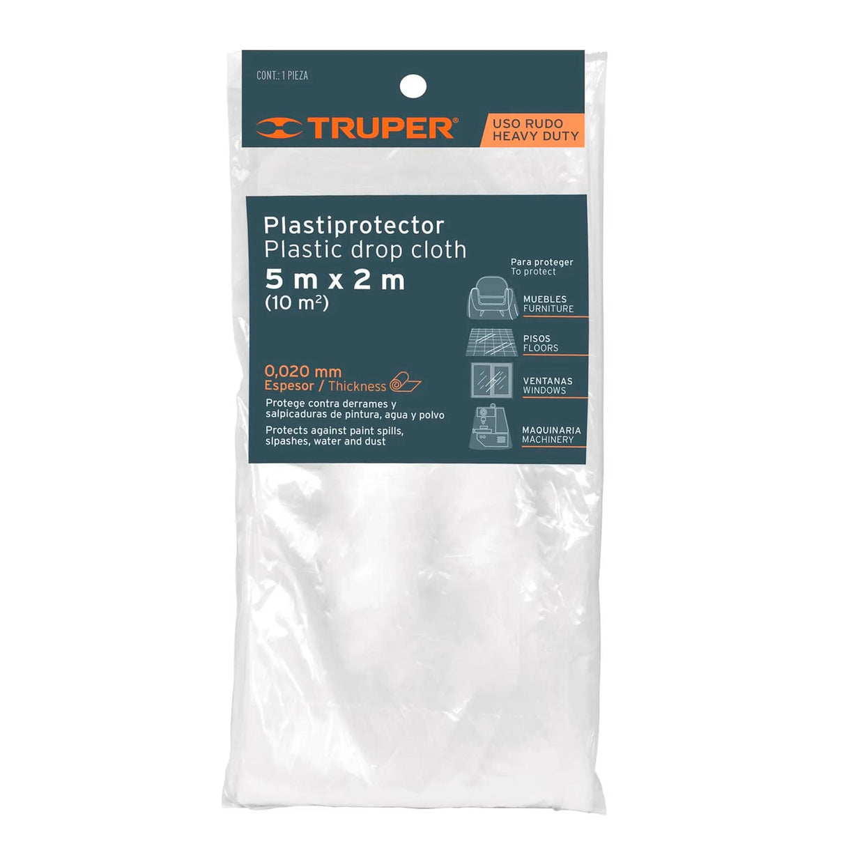 PLASTIPROTECTOR 10 M2 USO RUDO PLAP-10R 11108 TRUPER *** OFRECER PPR ***