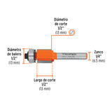 BROCA PARA ROUTER CORTE RECTO 1/2 CON BALERO MCA TRUPER