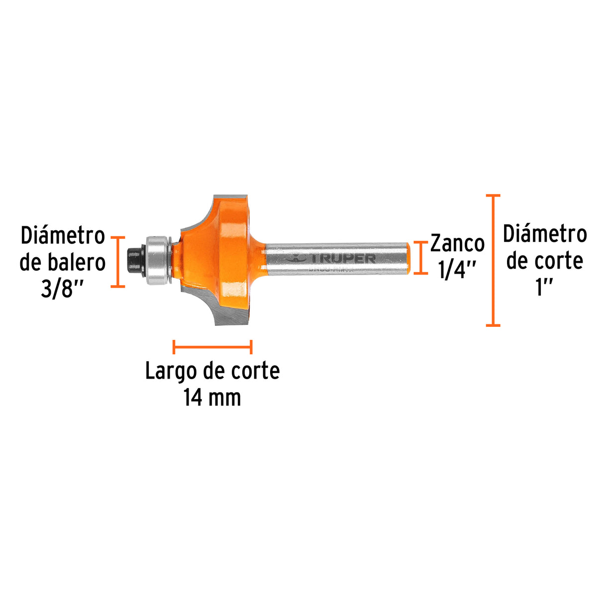 BROCA PARA ROUTER REDONDEADO CON MOLDURA 1" CON BALERO BROU-RM1X