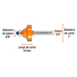 BROCA PARA ROUTER REDONDEADO CON MOLDURA 1" CON BALERO BROU-RM1X