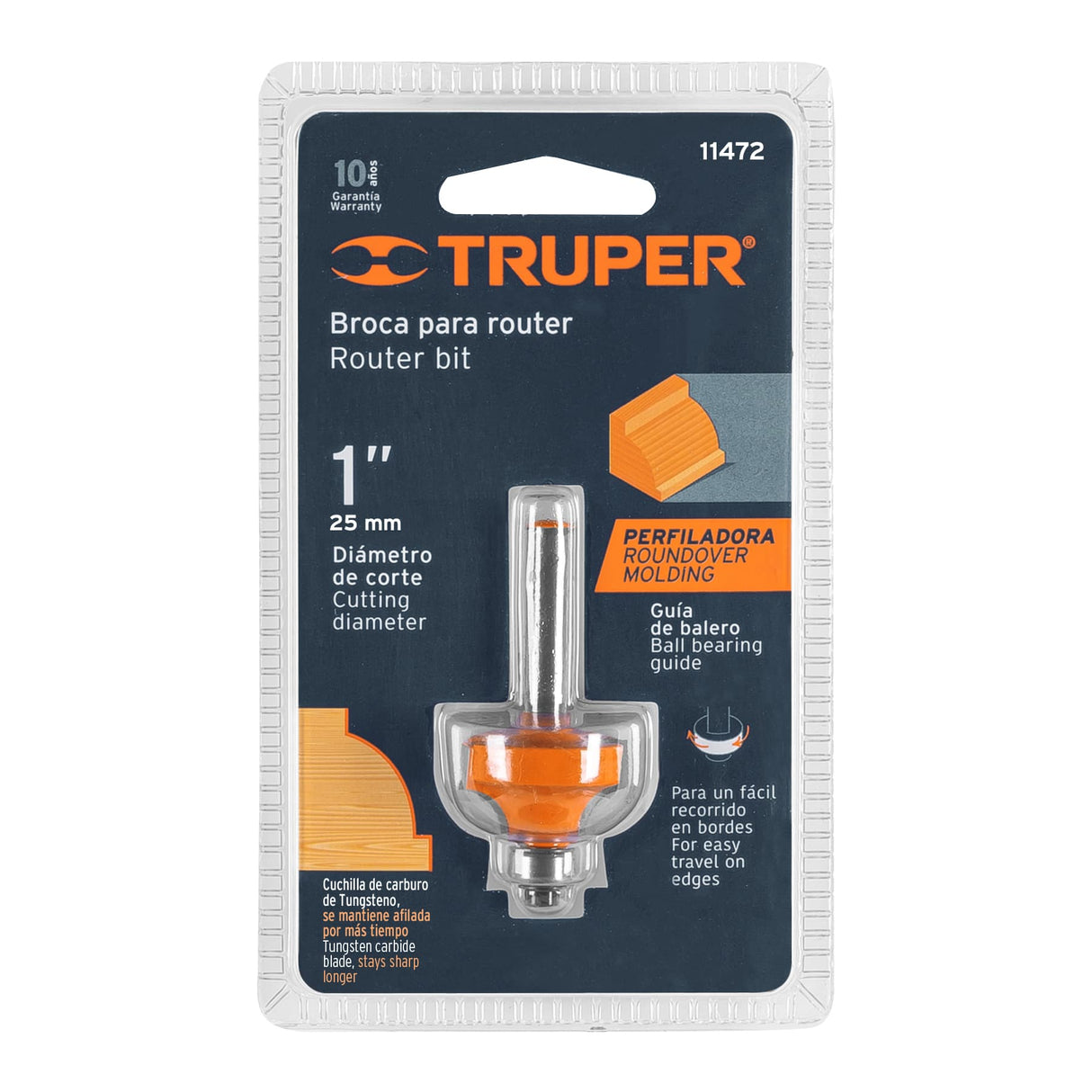BROCA PARA ROUTER REDONDEADO CON MOLDURA 1" CON BALERO BROU-RM1X