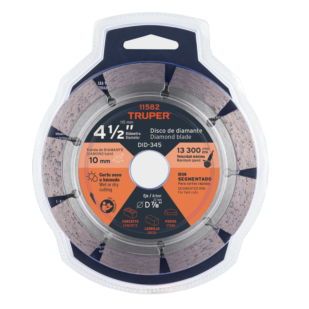 DISCO DE DIAMANTE RIN SEGMENTADO 4-1/2" MCA TRUPER CONSTRUCCION *** OFRECER AUS-1505 ***