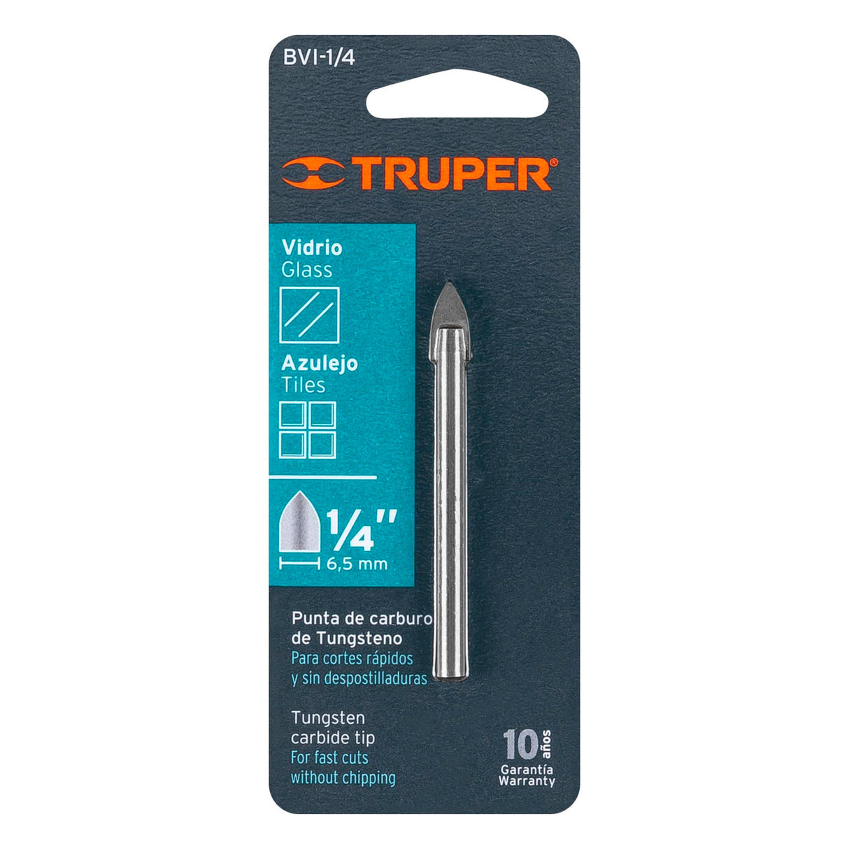 BROCA PARA VIDRIO Y AZULEJO 1/4" MCA TRUPER CONSTRUCCION
