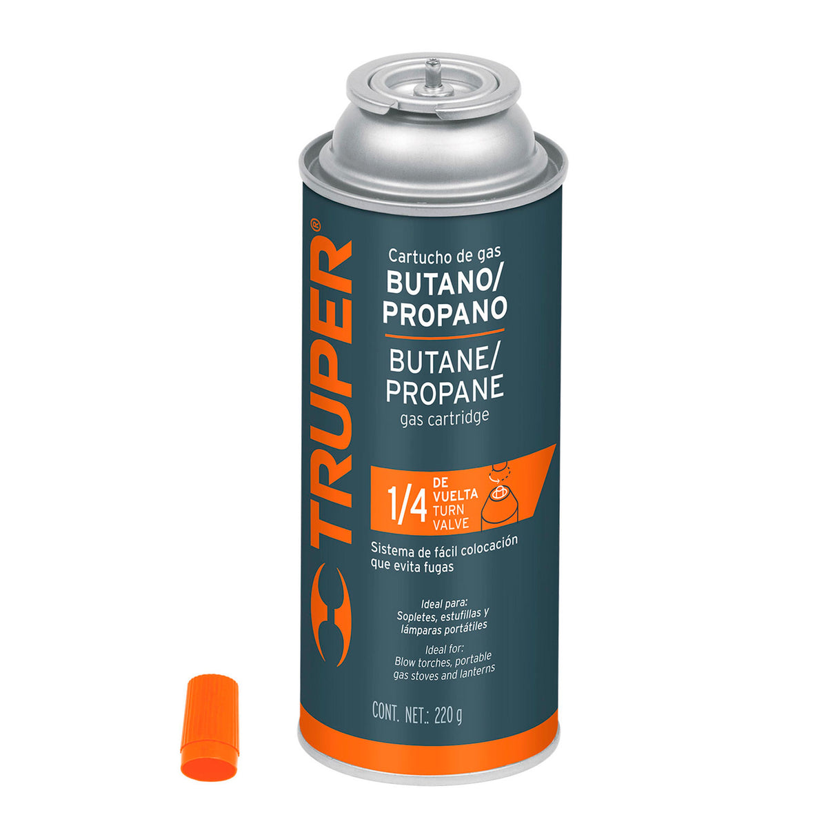 LATA DE GAS 220 GR 1/4 DE VUELTA MCA TRUPER CONSTRUCCION