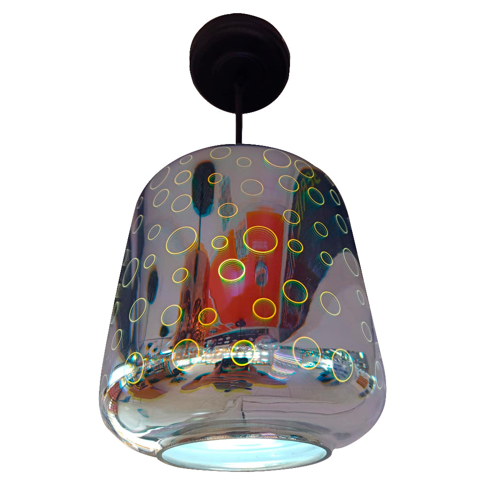 LAMP COLG CILINDRO CH SILVER CIRCULOS 3D  *** HAE ***