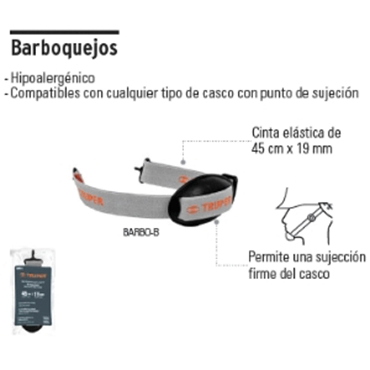 BARBOQUEJO CON BARBILLA PARA CASCO DE SEGURIDAD MCA TRUPER SEG. INDUSTRIAL