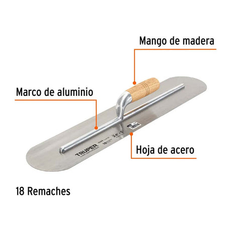LLANA CANTO REDONDO 24"X 5"CON MAGO DE MADERA LLA-24 MCA TRUPER