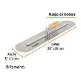 LLANA CANTO REDONDO 24"X 5"CON MAGO DE MADERA LLA-24 MCA TRUPER