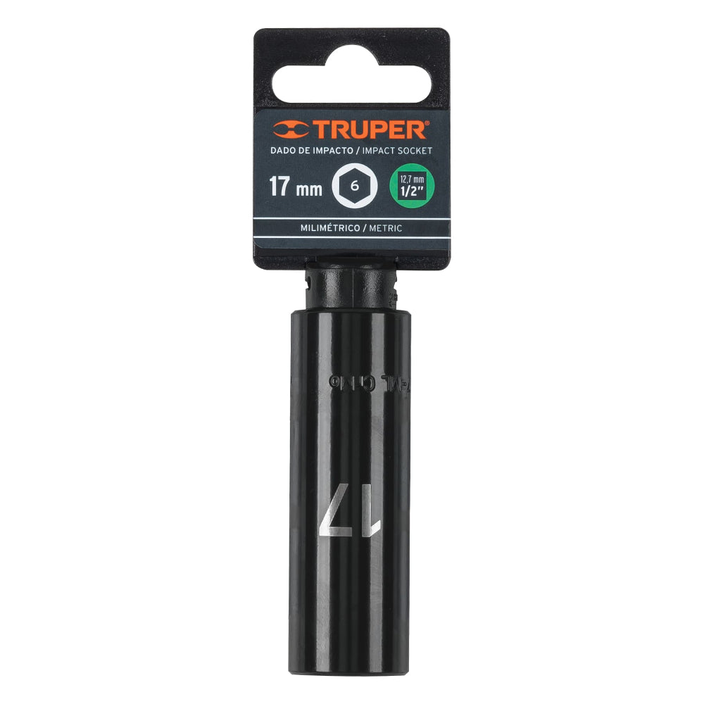DADO DE 6 PUNTAS LARGO IMPACTO CUADRO 1/2" 17MM. D-7317-ML 12429 TRUPER