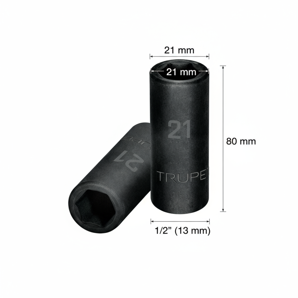 DADO DE 6 PUNTAS LARGO IMPACTO CUADRO 1/2" 21MM. D-7321-ML 12433 TRUPER